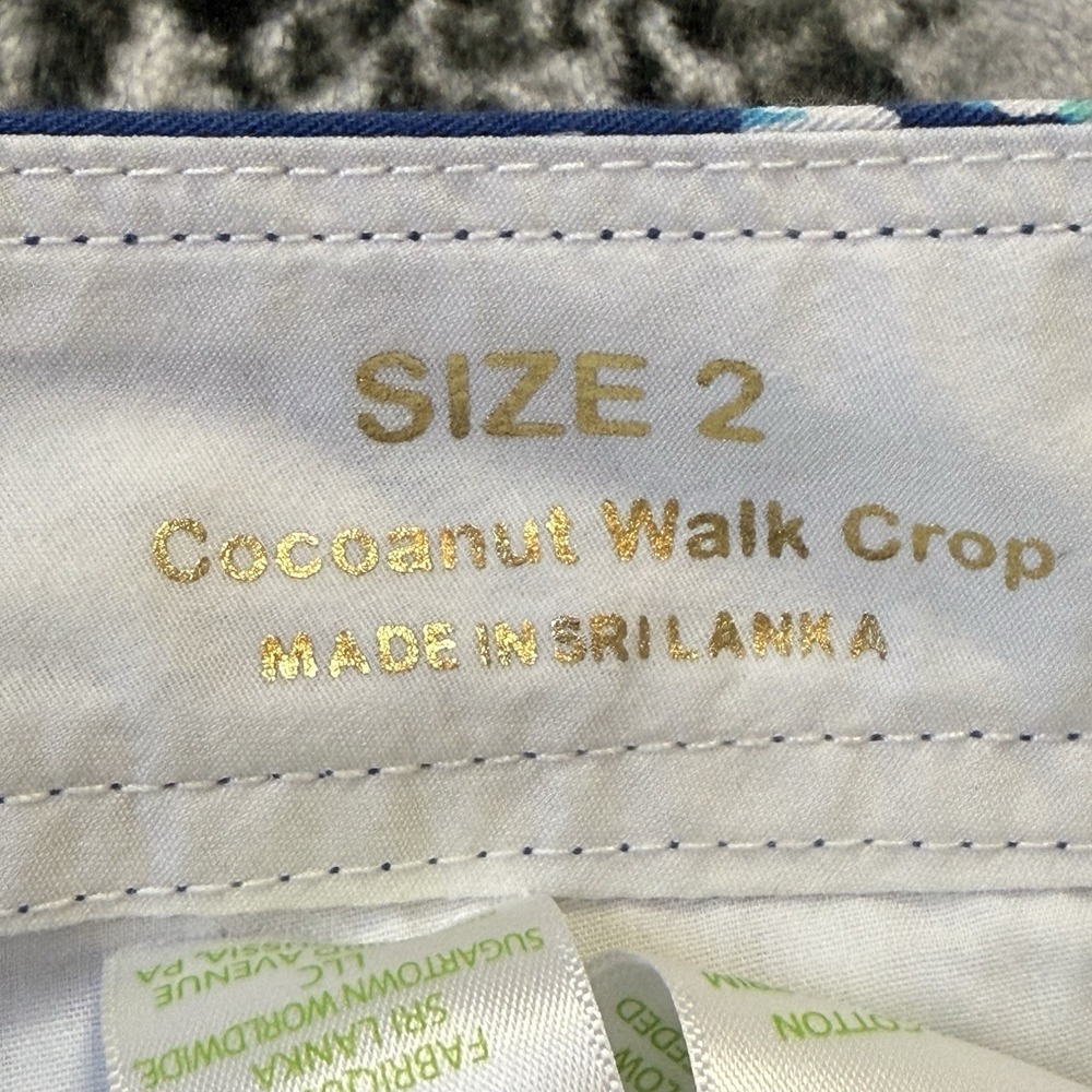 Lilly Pulitzer Pants Womens Size 2 Blue Multi Cocoanut Walk Crop Low Rise Cotton - Picture 7 of 12